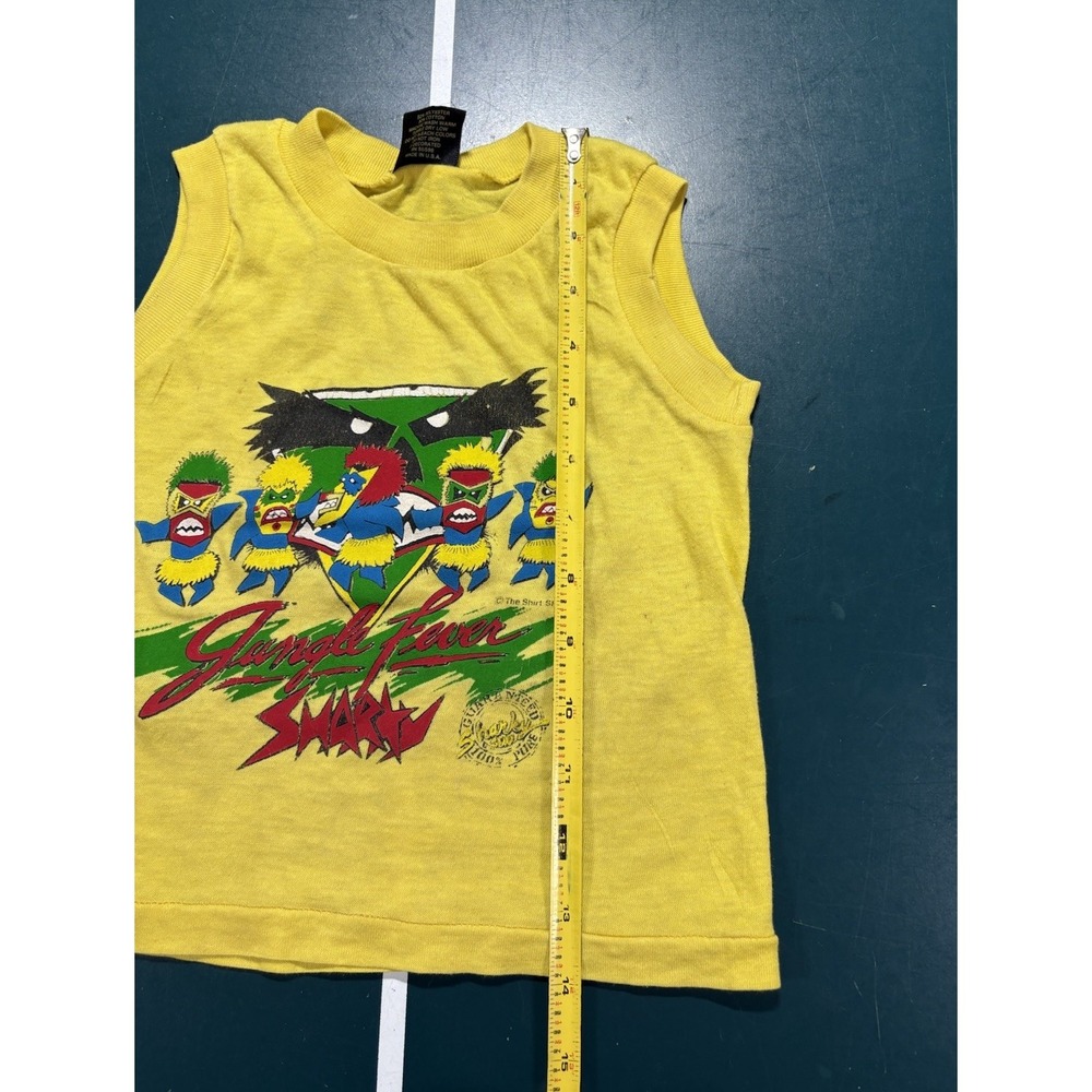 Vintage 70s 80s Tank Top T Shirt Surf Beach Shark Tribal Kids Youth Boys 5/6 Old - Picture 9 of 9